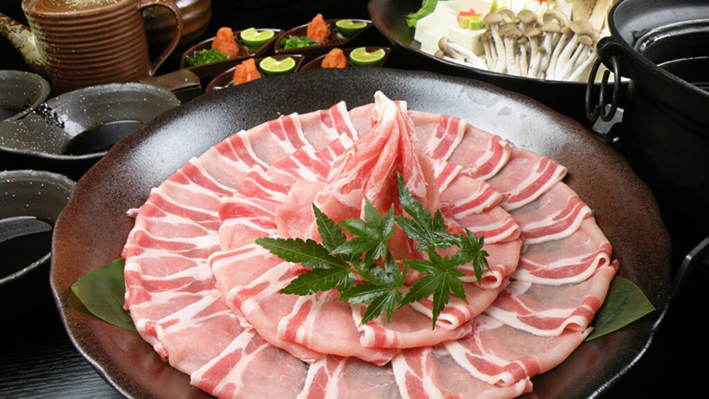 海廊の団体宴会向け鍋料理 岡山ピーチポークのしゃぶしゃぶ鍋